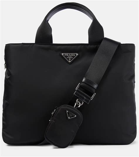 prada leather trimmed nylon tote